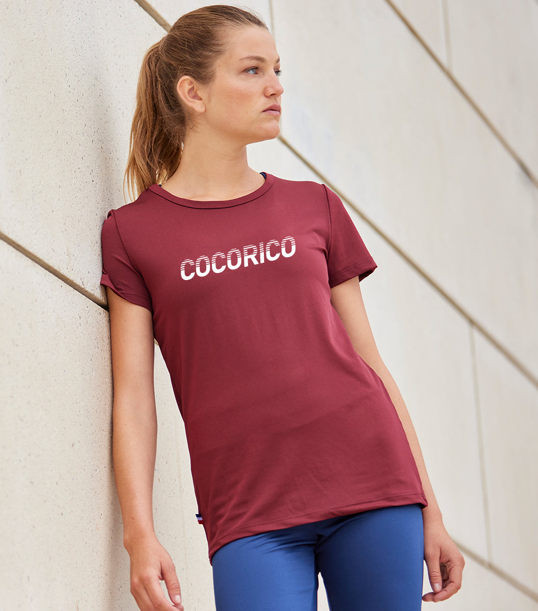 T Shirt Femme Sport Bordeaux Performance Made in France Cocorico