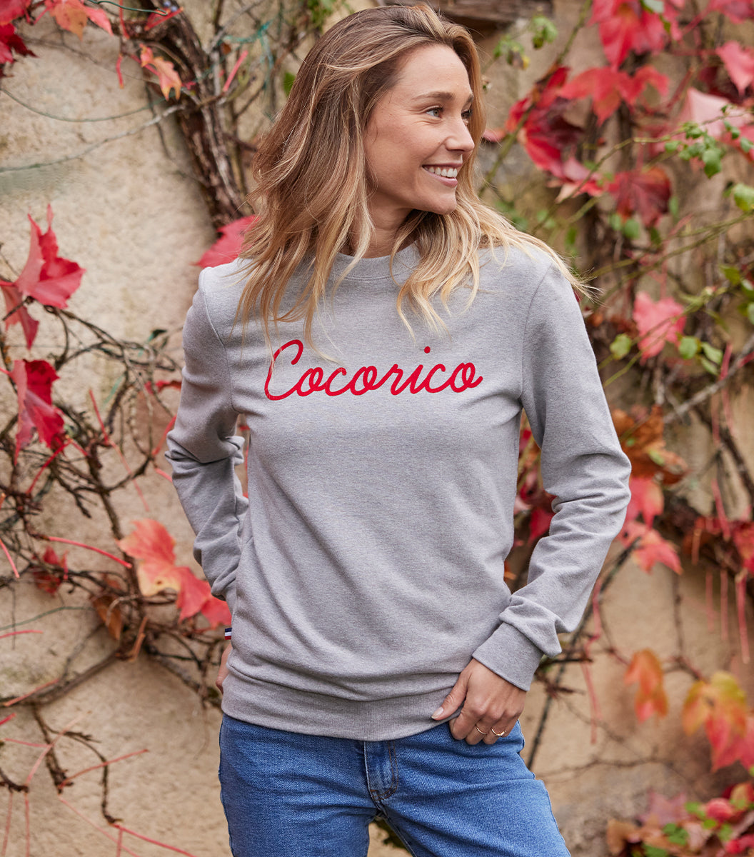 Sweat Femme Gris L original Made in France Cocorico