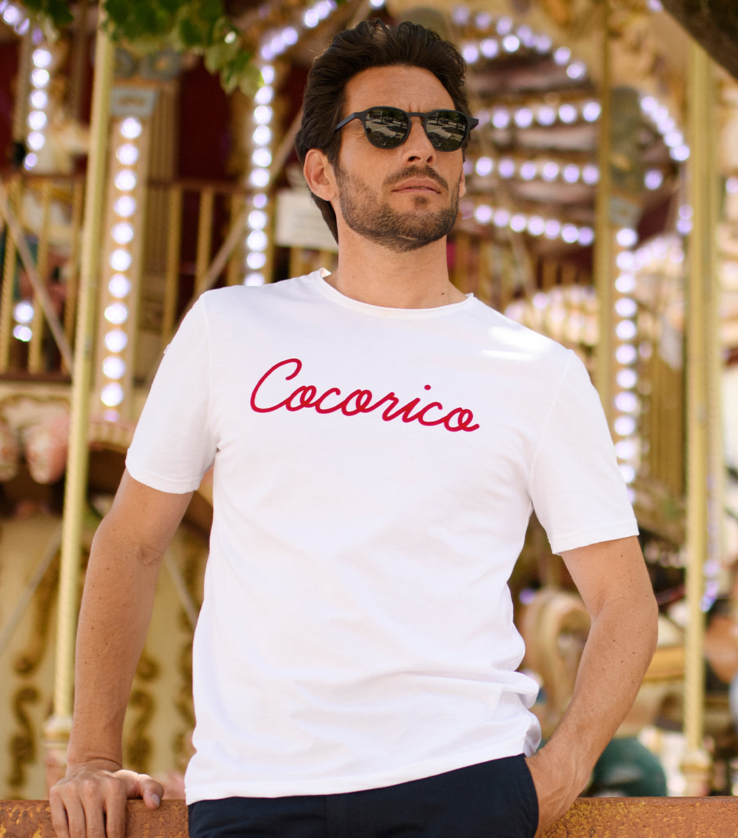 T shirt Homme Blanc L original Made in France Cocorico