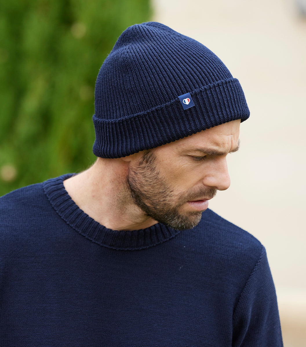 Pack Homme Pull / Bonnet Marine