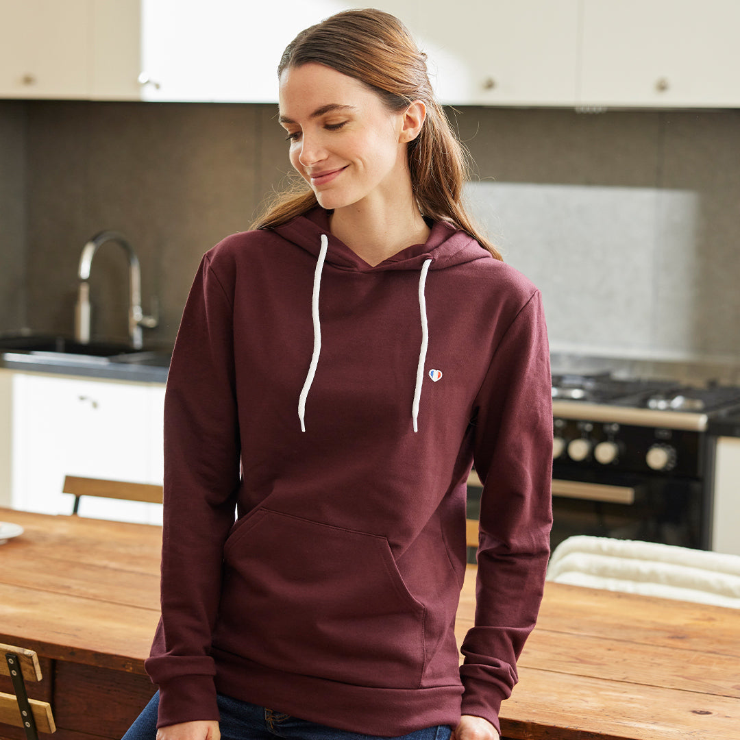 Sweat à Capuche Femme Bordeaux - L'Iconique