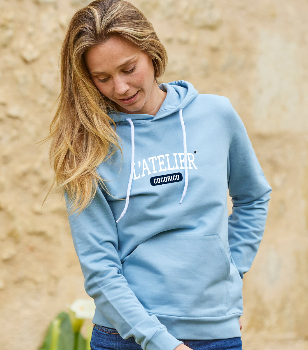 Sweat a capuche bleu clair sale