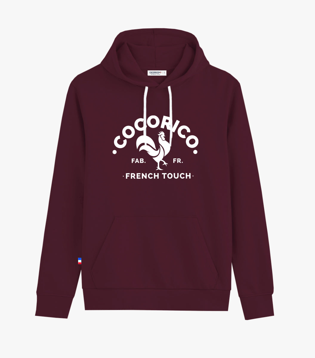 Sweat a capuche Femme Bordeaux Coq Francais Made in France Cocorico