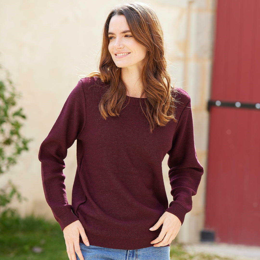 Pull Femme Laine Bordeaux - Julie