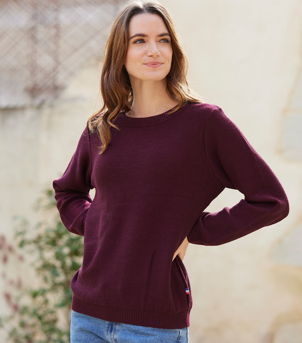 Pull Femme Laine Bordeaux - Julie