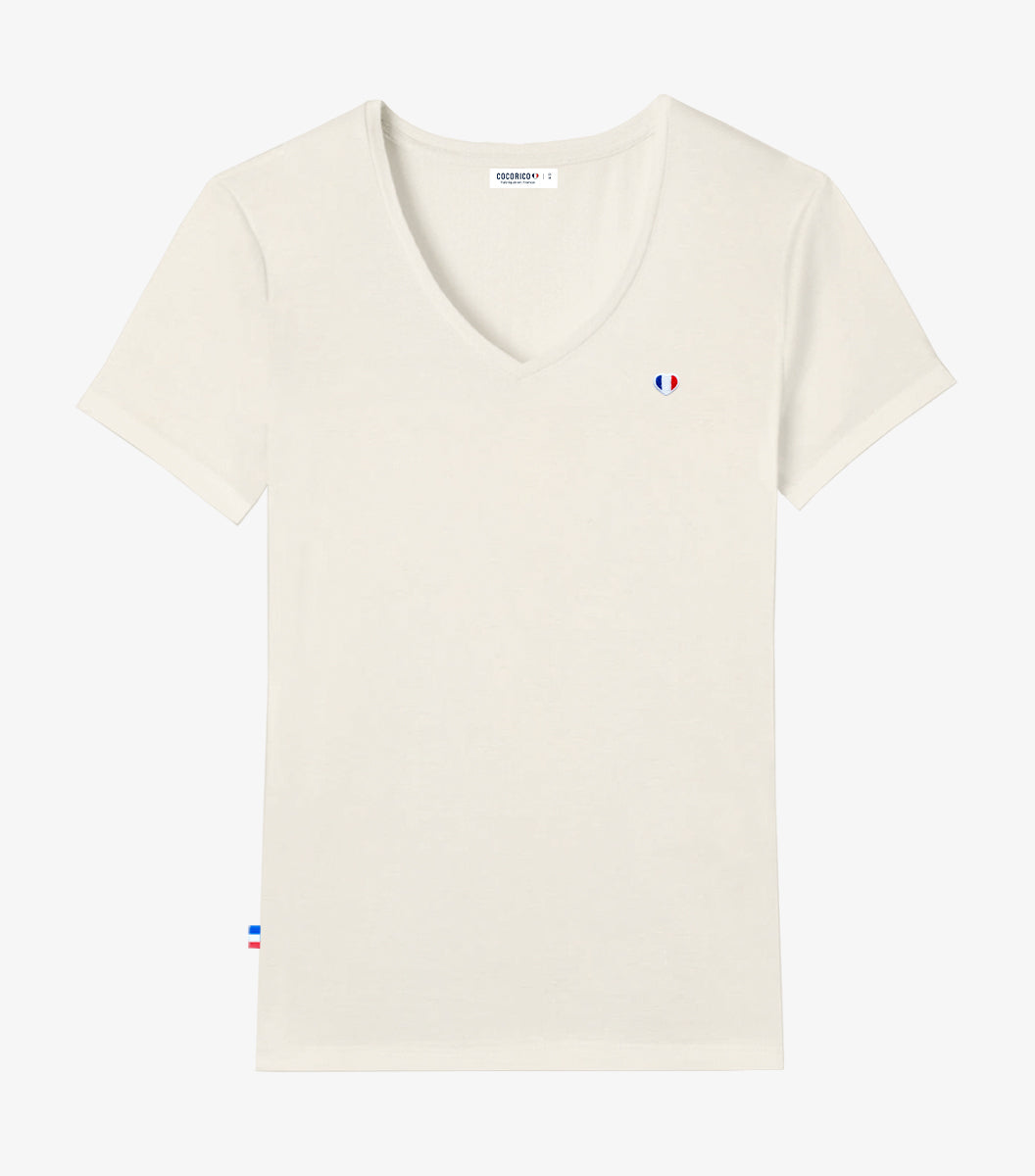 T-shirt col V Femme Sable - L'iconique