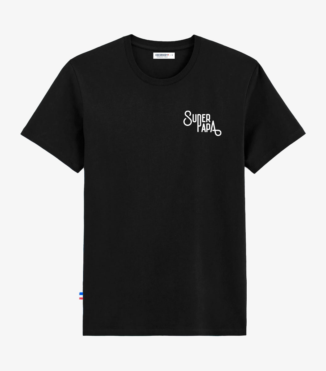T-shirt Homme Noir - Super Papa (Coeur)
