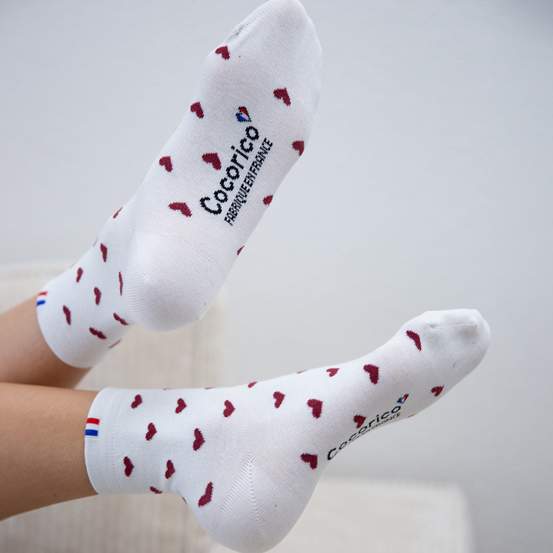 Chaussettes Femme - Petit Cœur Bordeaux