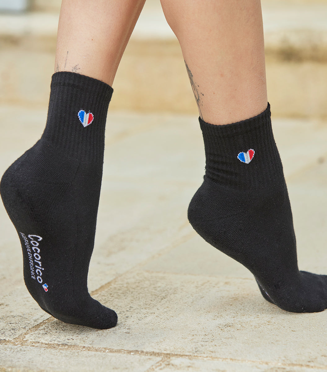 Chaussettes Femme Sport Noir - Cœur