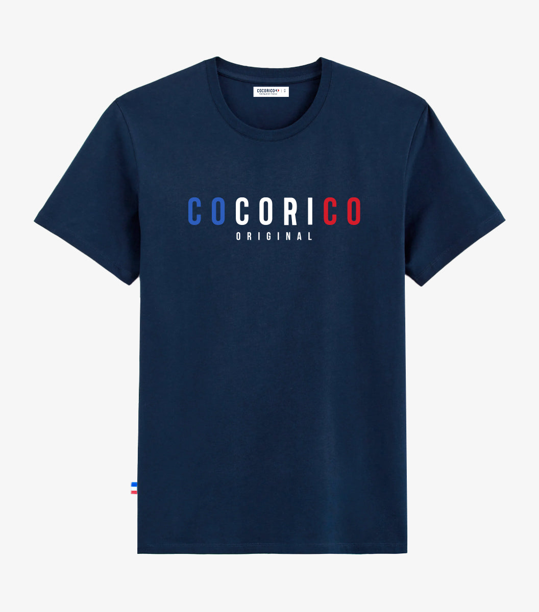 T shirt Homme Marine Le Signature Made in France Cocorico