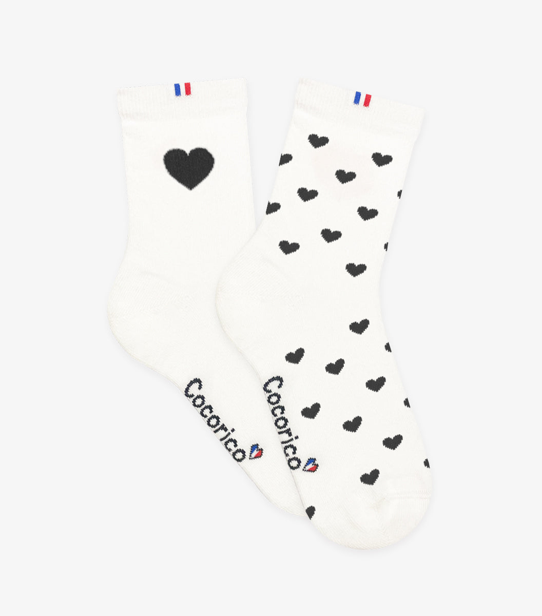 Chaussettes Femme x2 - Le Pack Cœur Noir