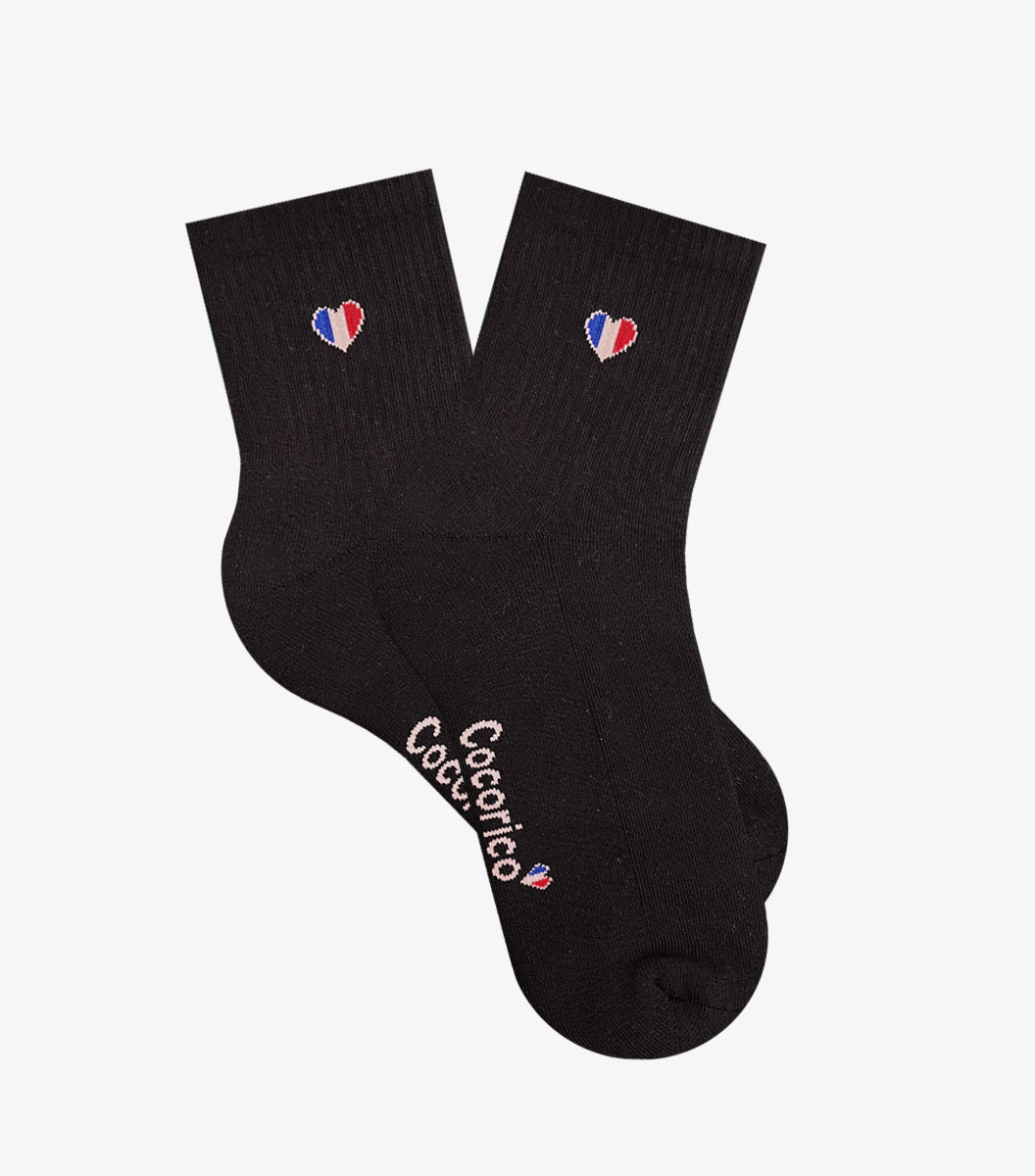 Chaussettes Femme Sport Noir - Cœur