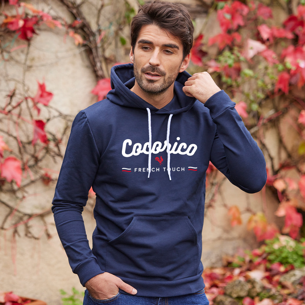 Sweat a capuche Homme Marine French Touch Made in France Cocorico