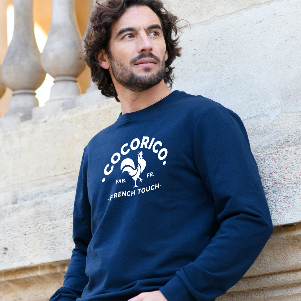 Sweat Homme Marine Coq Francais Made in France Cocorico