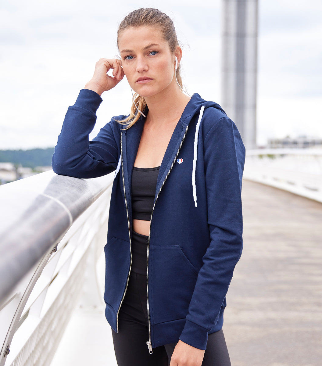 Sweat zippé Femme Marine - Iconique