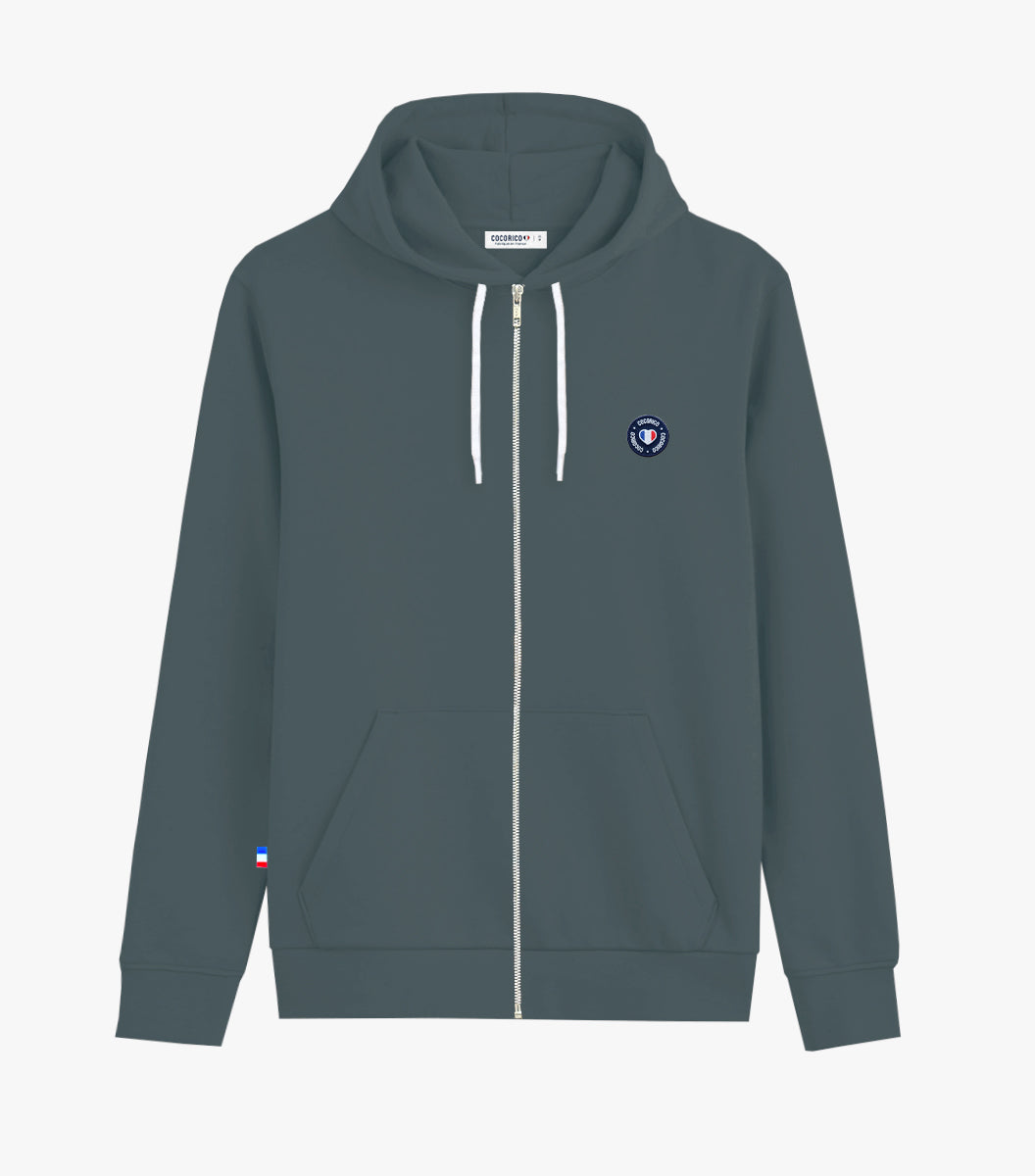 Sweat Zippé Homme Sauge - Blason